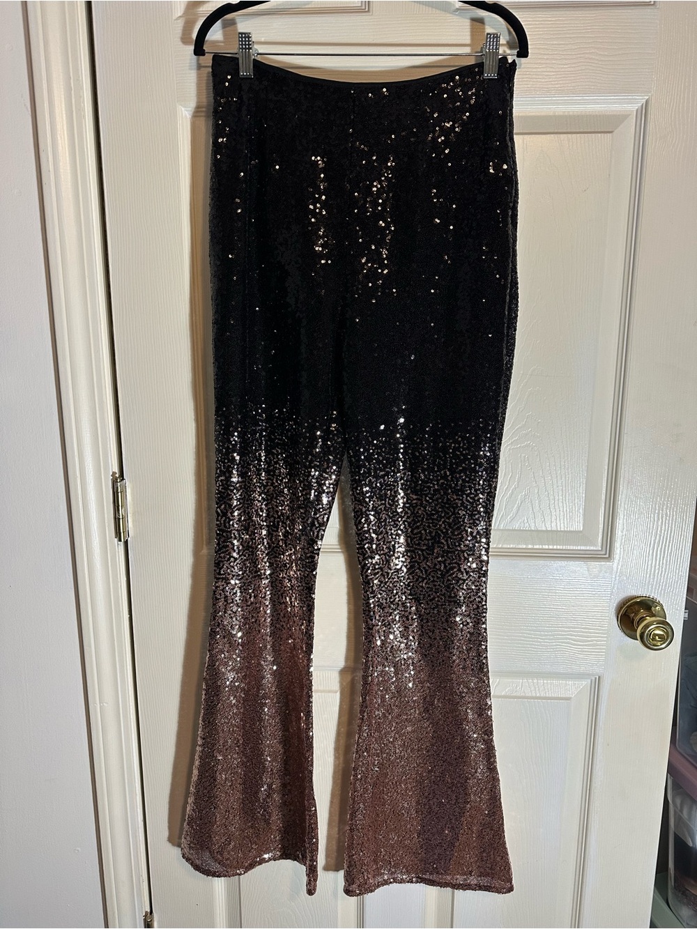 VENUS Black to Brown Ombre Sequin Flare Pants